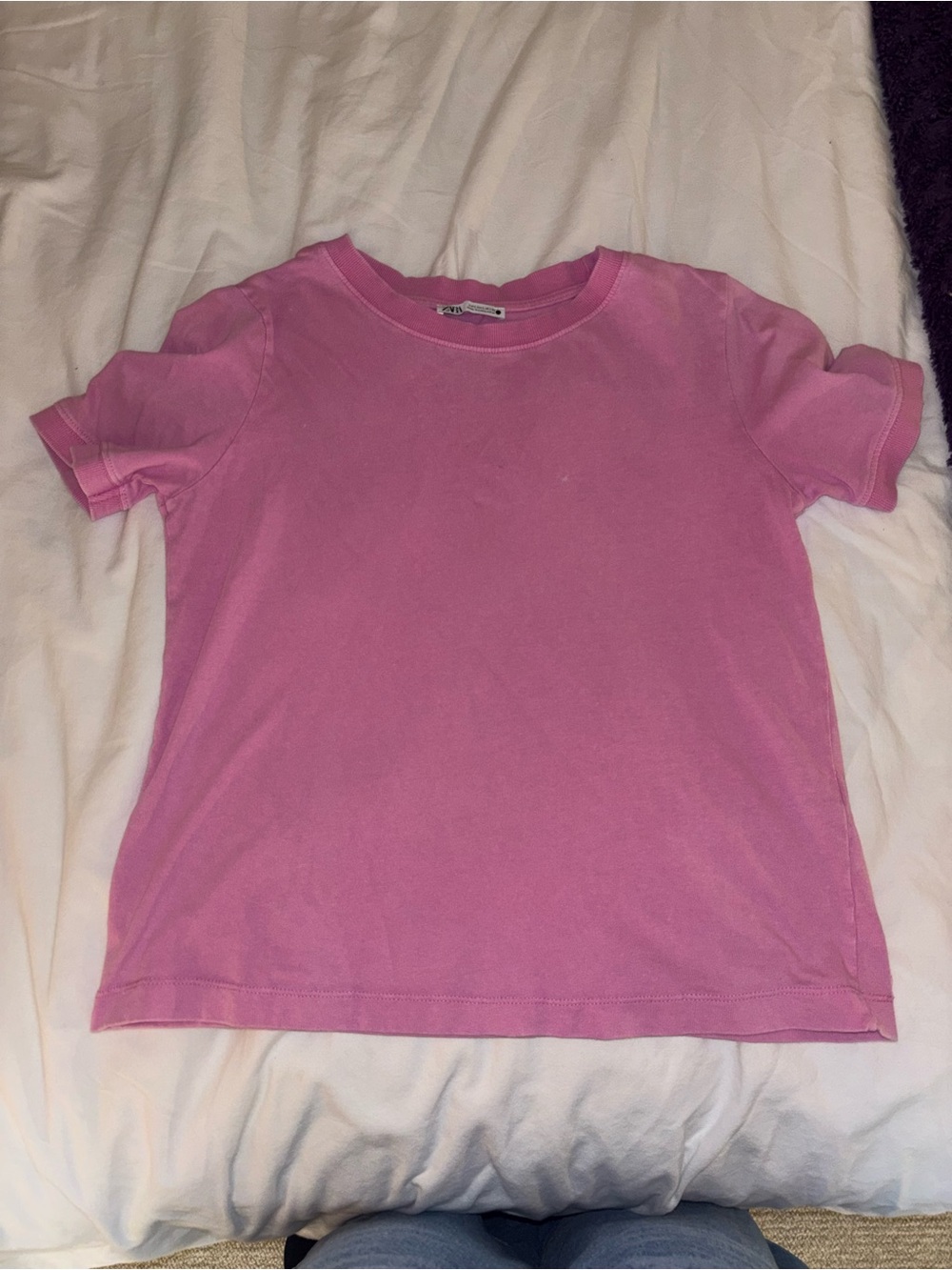 ZARA Pink Short-Sleeve Crewneck T-Shirt